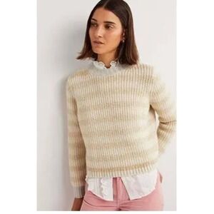 Boden Tinsel Stripe Wool & Alpaca Blend Sweater Women's US 10 Metallic K0650 NWT